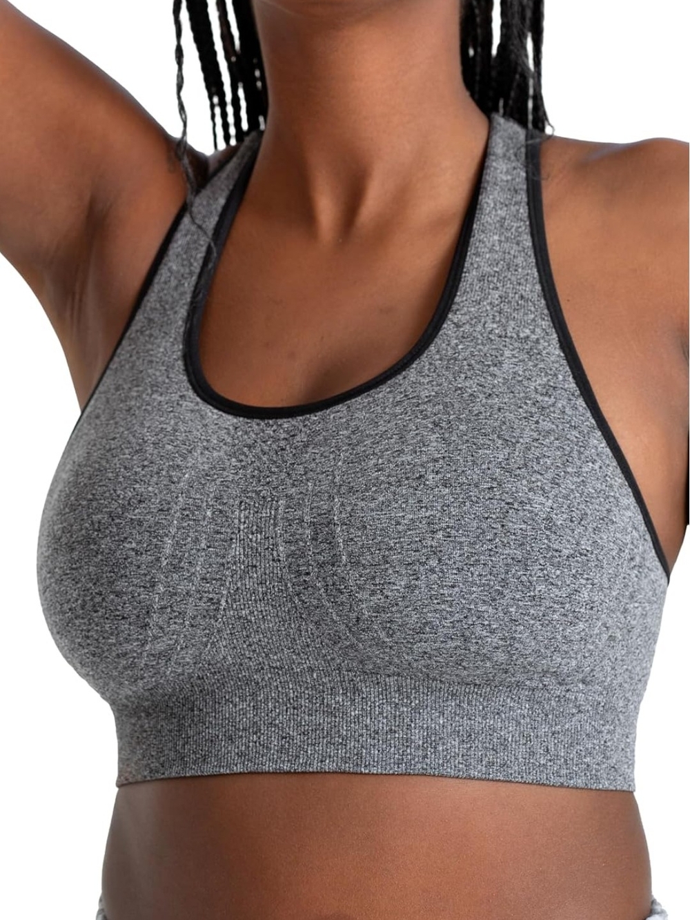 NIP Truekind Seamless Racerback Grey Sports Bra with Black Trim